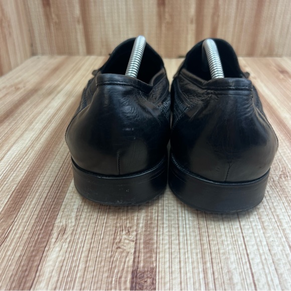 Johnston & Murphy Domani Shoes Size 12 Black Woven Leather Tassel Loafers Italy - Picture 5 of 12